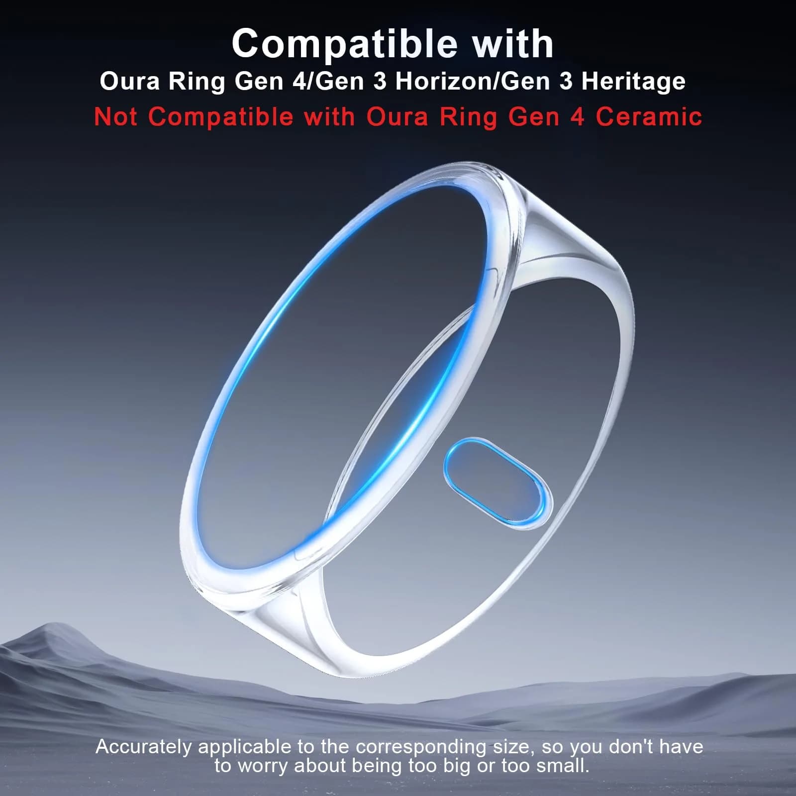 ZOOROO Oura Ring Cover 3 Pack Size 7 Clear | TPU Protector for Gen 4/3, Supports Charging - main product image