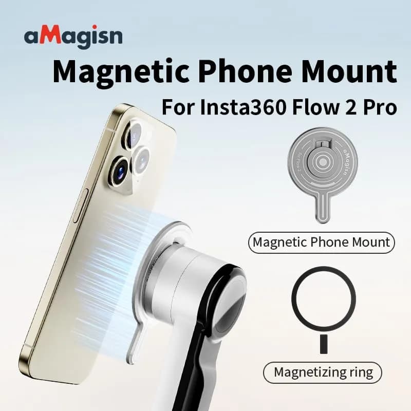 Rszfnjxry Magnetic Mount Adapter for Insta360 Flow 2 Pro | Stable Phone Attachment, Supports All Mobile Phones thumbnail 3