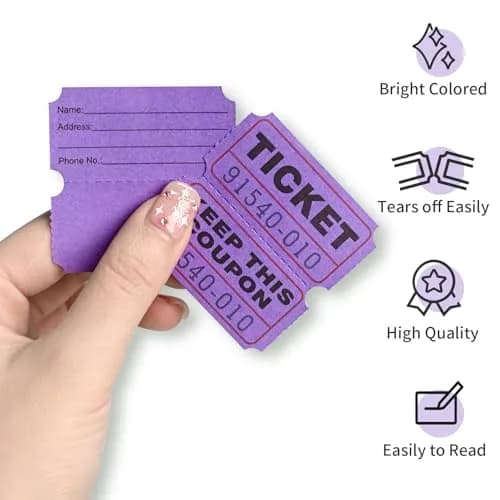 L LIKED Purple Raffle Tickets 2" x 2", Double Roll, 1000 Pairs/Roll | Consecutively Numbered for Events thumbnail 4