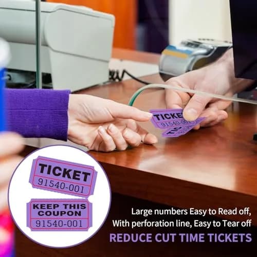 L LIKED Purple Raffle Tickets 2" x 2", Double Roll, 1000 Pairs/Roll | Consecutively Numbered for Events thumbnail 6