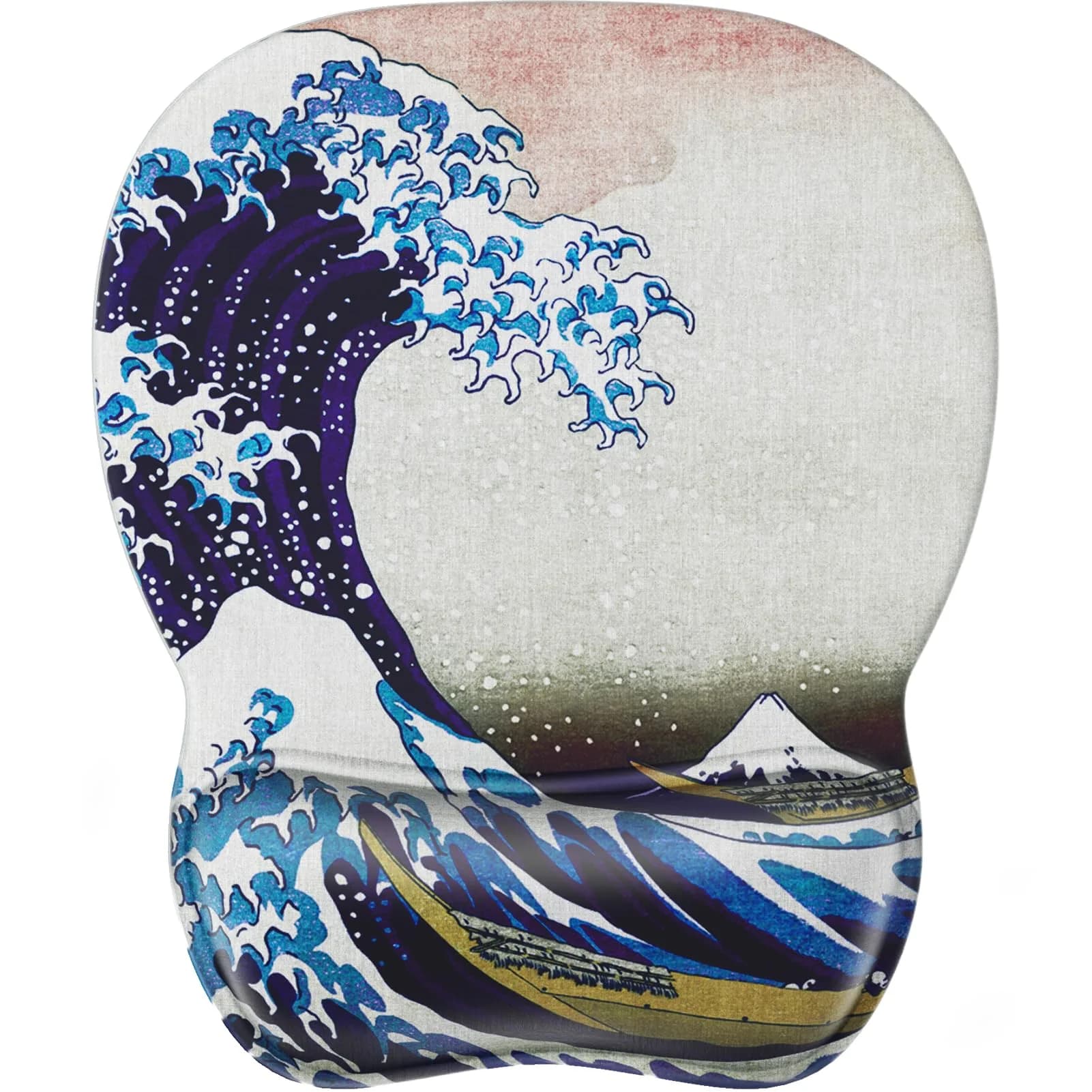 MROCO Ergonomic Mouse Pad with Gel Wrist Rest, 24cm x 20.5cm (9.4 x 8.1 in) | Great Wave Design
