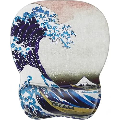 MROCO Ergonomic Mouse Pad with Gel Wrist Rest, 24cm x 20.5cm (9.4 x 8.1 in) | Great Wave Design thumbnail 1