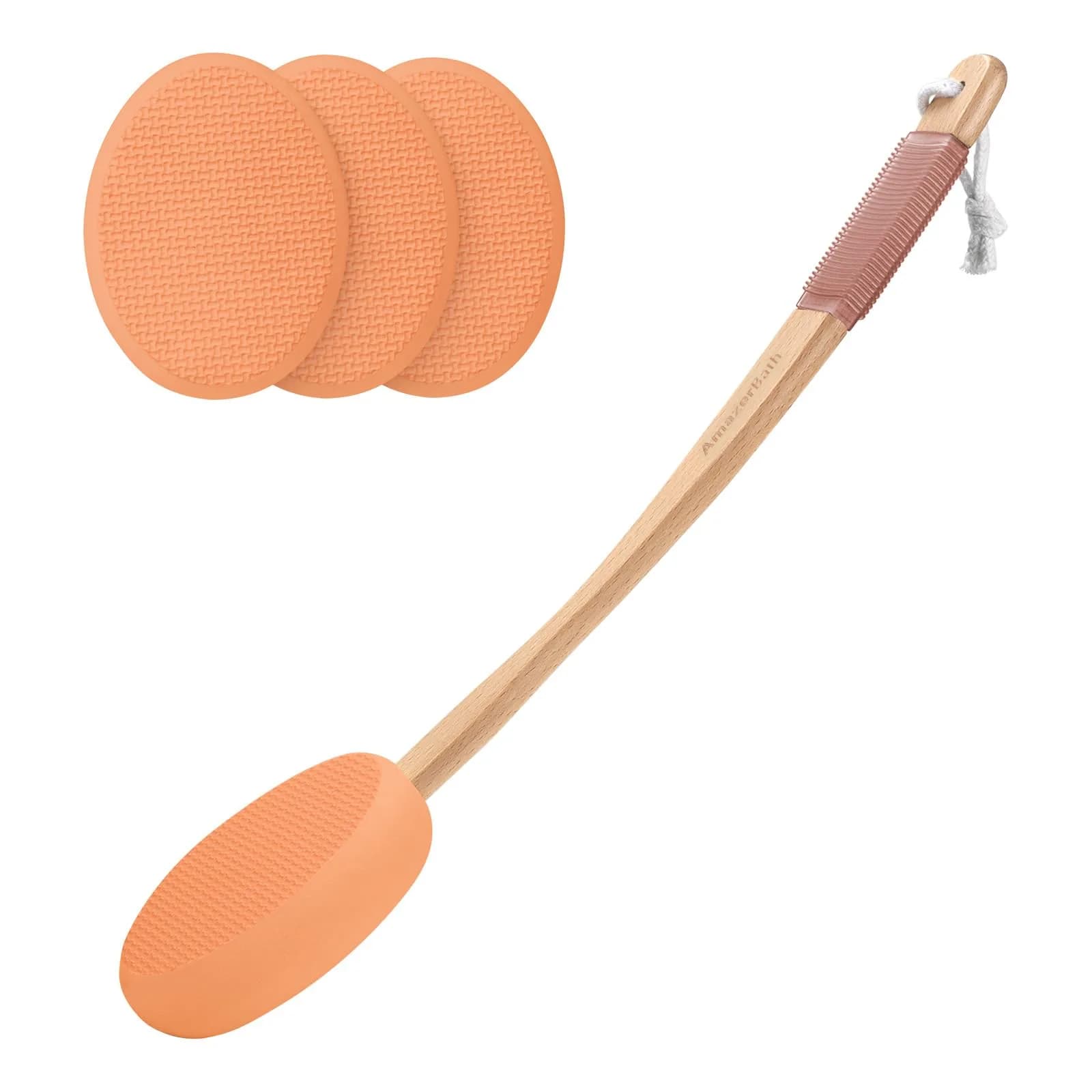 AmazerBath Lotion Applicator with 4 Replaceable Pads & Long Handle | for Back & Feet