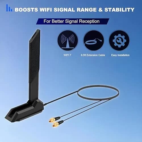 slinkdsco WiFi 7 Gaming Motherboard Magnetic Base Antenna with EZ-Plug Connector (NOT RP-SMA) for ASUS ROG Series | High-Speed Wireless thumbnail 4