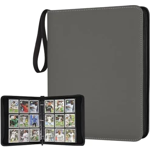 GERMUN 9 Pocket Zipper Card Binder with 40 Pages, 720 Card Capacity, Grey | Archival-Safe PU Trading Card Album Folder — 9 Pocket 720 / Dimond Grey
