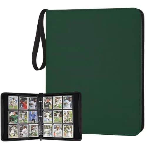 GERMUN 3-Ring 720-Pocket Zipper Card Binder | Archival-Safe PU Trading Card Album Folder (Dark Green) — 9 Pocket 720 / Dimond Dark Green