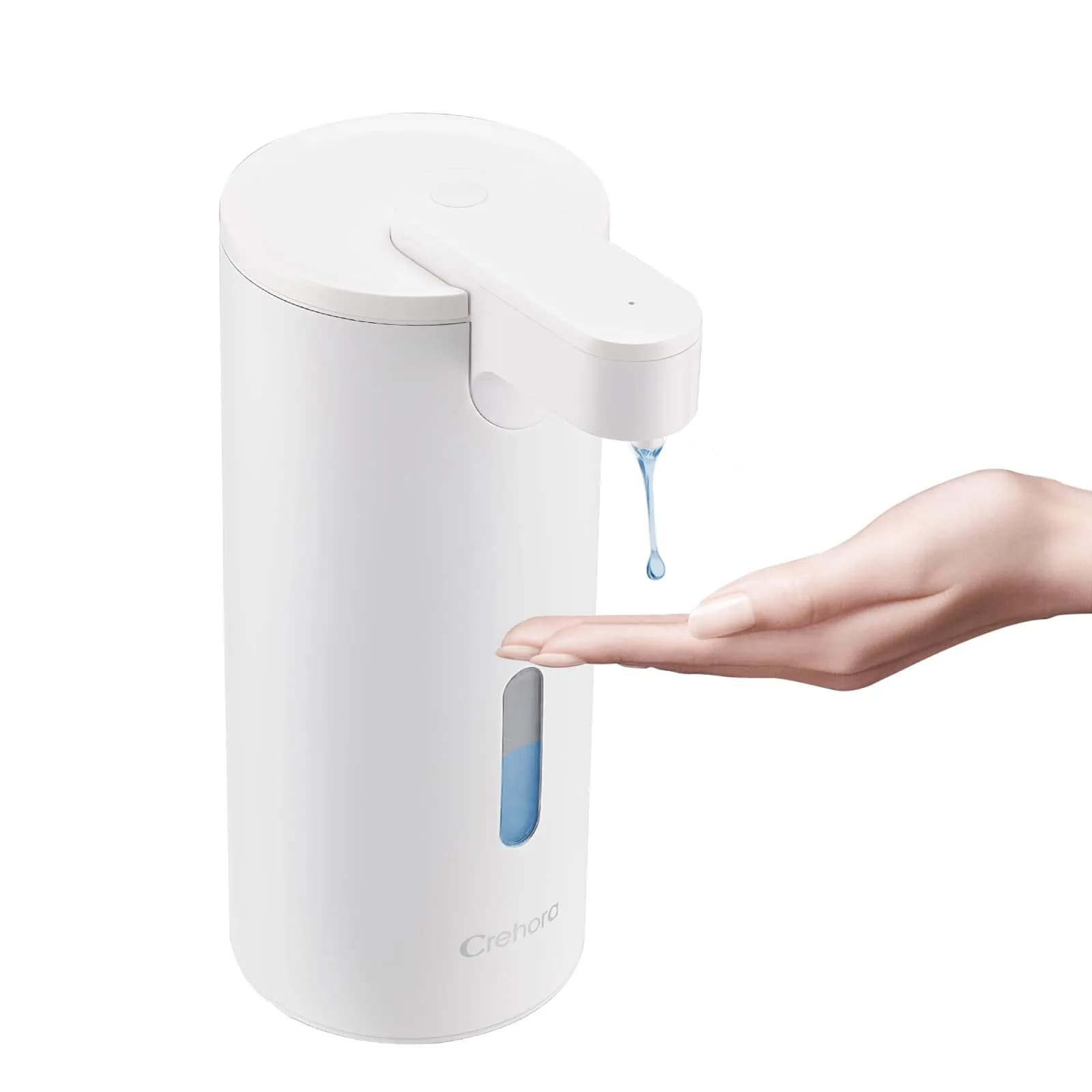 Crehora Automatic Liquid Soap Dispenser Touchless Stainless Steel 340ml (12oz) | Hygienic Hands-Free Dispensing — White