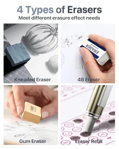 STAGEEK Mechanical Pencil Set with Case, 34PCS | 0.5mm, 0.7mm, 0.9mm, 2.0mm Leads & Erasers thumbnail 6