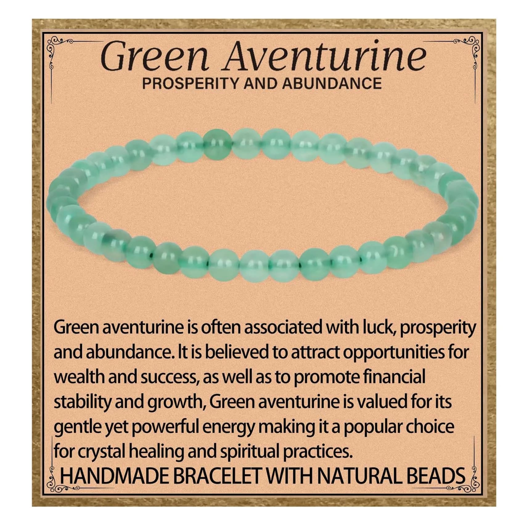LPBeads Natural Green Aventurine Gemstone Stretch Bracelet 4mm Round Beads | Healing Crystal Jewelry for Women Men - main product image