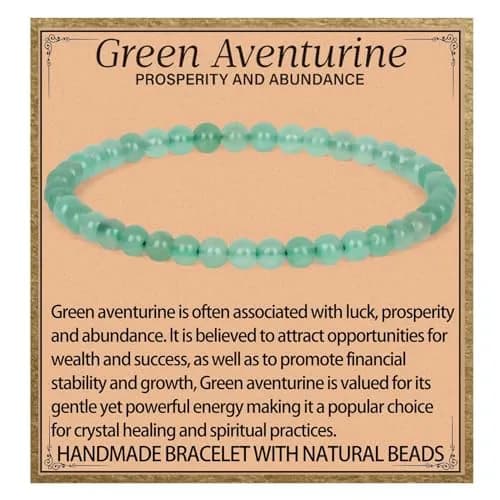 LPBeads Natural Green Aventurine Gemstone Stretch Bracelet 4mm Round Beads | Healing Crystal Jewelry for Women Men thumbnail 1