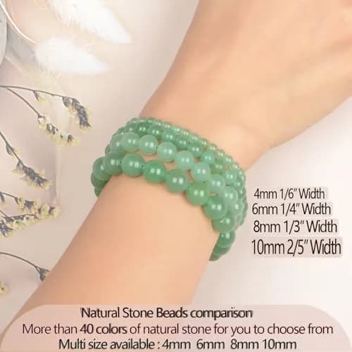 LPBeads Natural Green Aventurine Gemstone Stretch Bracelet 4mm Round Beads | Healing Crystal Jewelry for Women Men thumbnail 5