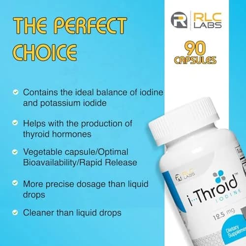 RLC Labs i-Throid 12.5 mg | Thyroid Support for Hypothyroidism, Vegetarian Capsules thumbnail 4