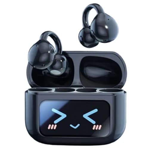 MAcnas Open Ear Clip Headphones Wireless Earbuds Bluetooth 6.0 Sports Earphones with LED Touch Screen Waterproof in Ear for Pad Tablet Laptop Android/iOS (Black) thumbnail 9