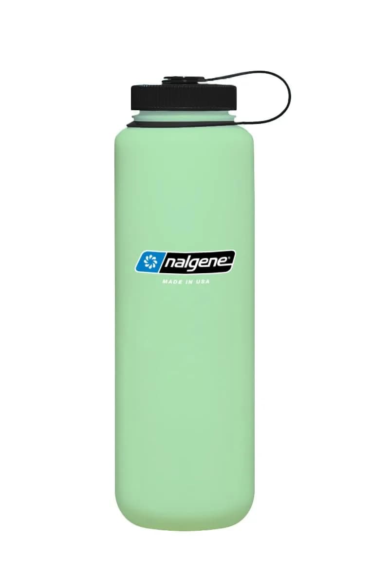 Nalgene 48 oz Wide Mouth Silo Water Bottle, Glow Green | Tritan Renew, BPA-Free, Leak-Proof, Dishwasher Safe