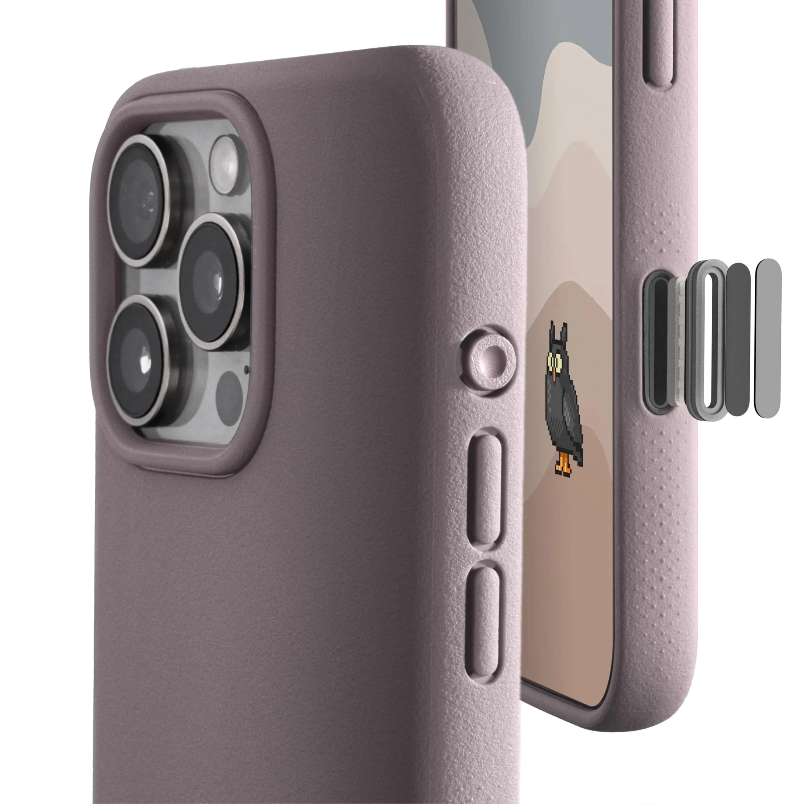 TineeOwl iPhone 16 Pro Max Magnetic Case with Camera Control Button, 16.6cm (6.5in) | Grippy Stone Textured TPU — Dusty Lilac / iPhone 16 Pro Max
