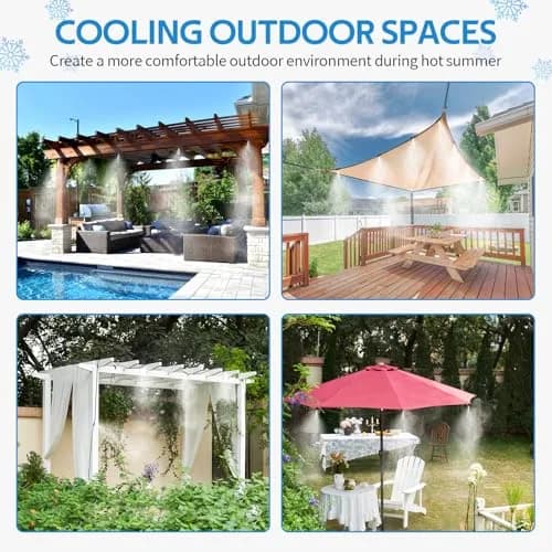 HOMENOTE Misting Cooling System Kit 42FT (13M) | 15 Brass Nozzles & 3/4" Adapter, Patio Mister for Cooling & Watering thumbnail 5