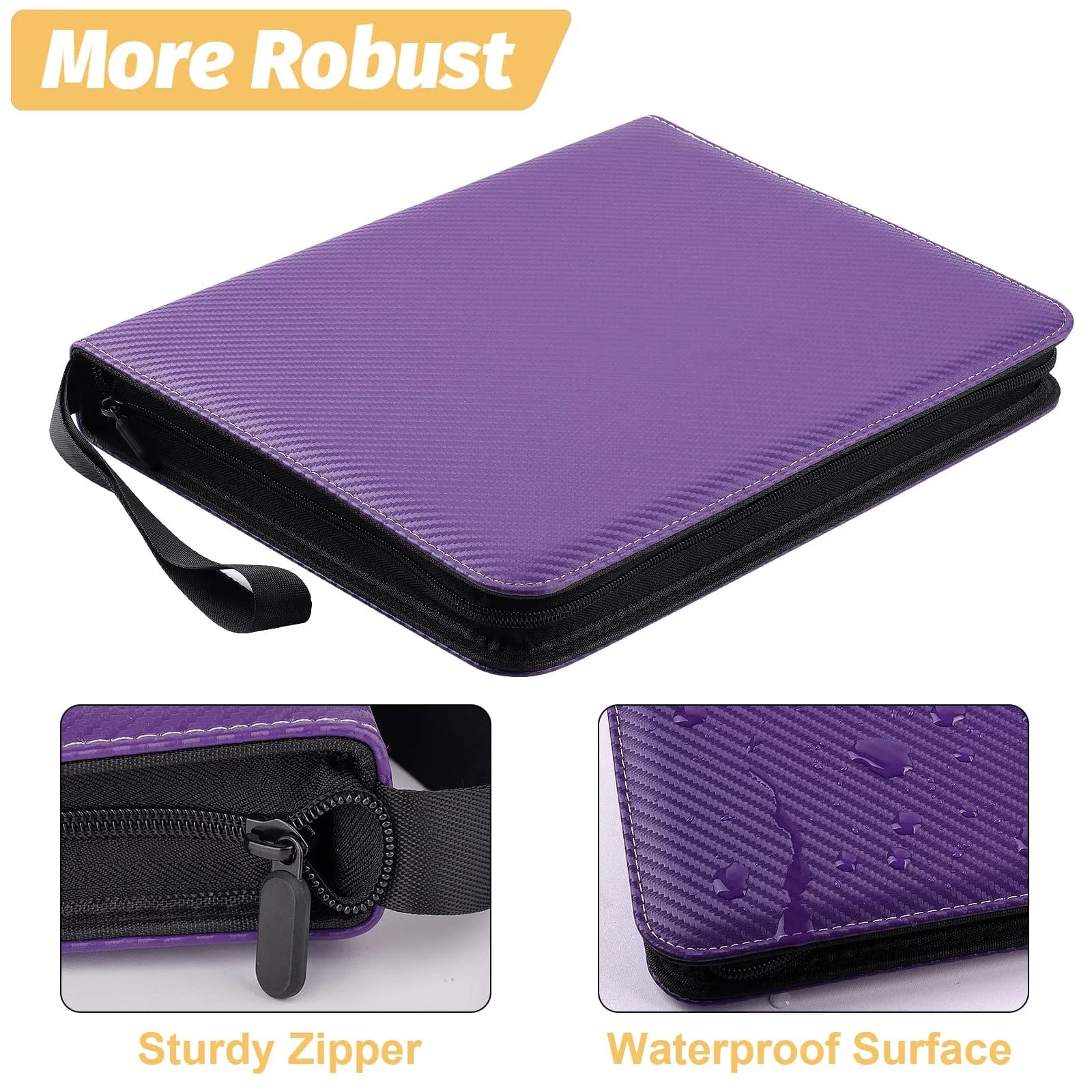 GERMUN 3-Ring 9-Pocket Zipper Card Binder with 720 Double-Sided Pages, Carbon Purple | Archival-Safe Collectible Card Storage