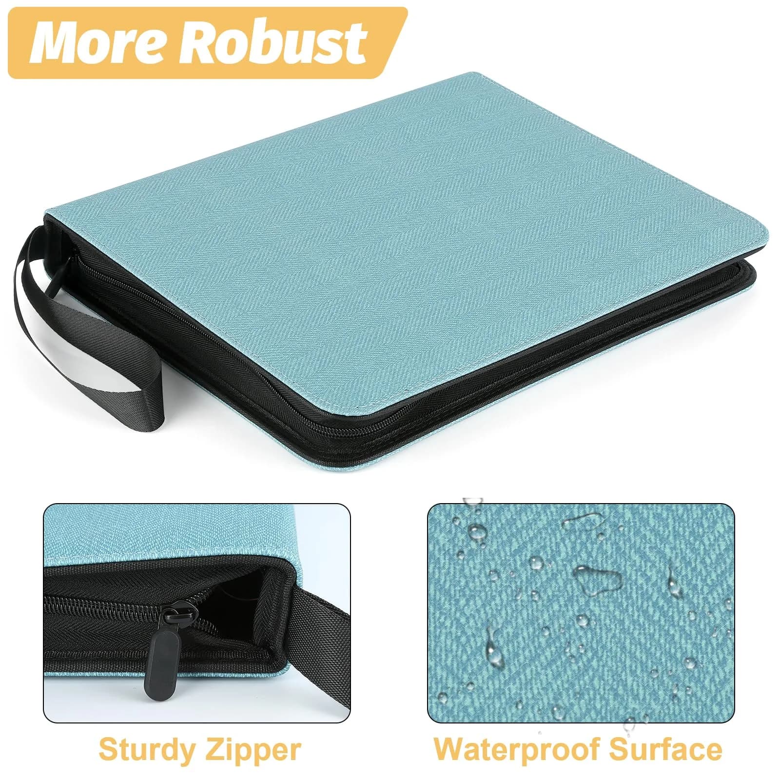 GERMUN 3 Ring 9 Pocket Zipper Card Binder for 720 Cards | Archival-Safe PU Leather