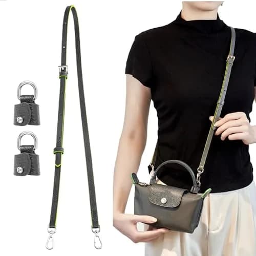 KIYOMIL Genuine Leather Strap Replacement for xs MINI Pouch, Adjustable 94-124cm | Graphite Grey-Silver thumbnail 2