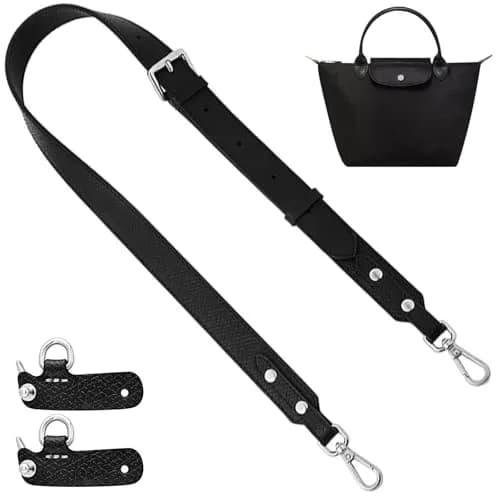 KIYOMIL Black Leather Strap Replacement for Small Pouch | Adjustable Crossbody Shoulder Strap 2.5cm (1.0in) thumbnail 1