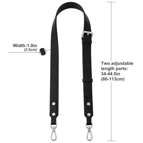 KIYOMIL Black Leather Strap Replacement for Small Pouch | Adjustable Crossbody Shoulder Strap 2.5cm (1.0in) thumbnail 4