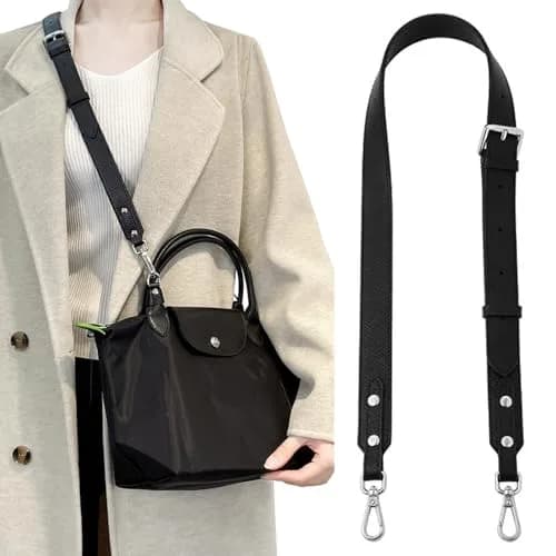 KIYOMIL Black Leather Strap Replacement for Small Pouch | Adjustable Crossbody Shoulder Strap 2.5cm (1.0in) thumbnail 2