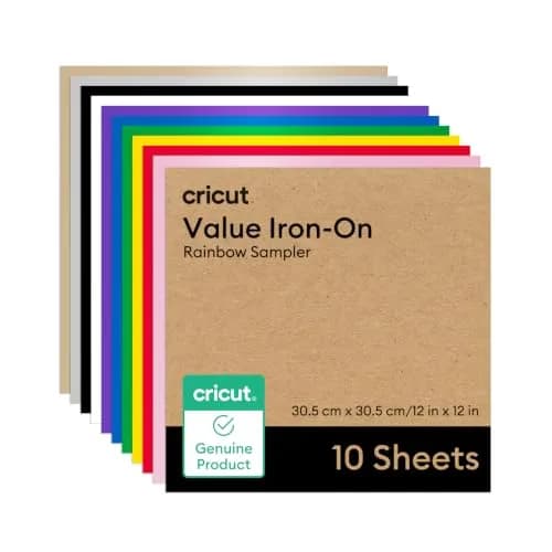 Cricut Value Iron-On Rainbow Sampler 12in x 12in (30.5cm x 30.5cm) | 10 Sheets for T-Shirts & Crafts thumbnail 1