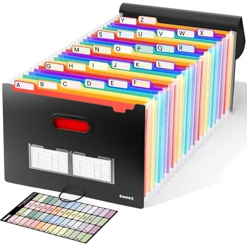 Sooez Accordion File Organizer, 26-Pocket Letter Size Expanding File Folder | Deeper Pockets & Unobstructed Tabs thumbnail 1