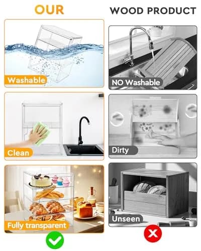 MEI NIAN 4-Tier Bread Box 27.9cm (11 in) | Adjustable Compartments for Breads, Muffins, Bagels thumbnail 2