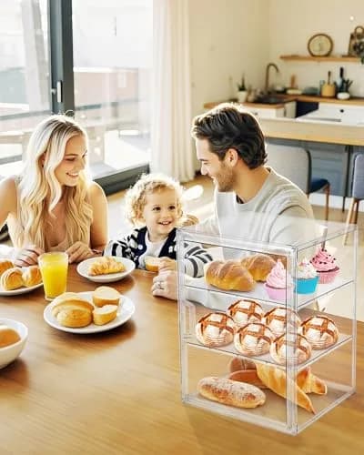 MEI NIAN 4-Tier Bread Box 27.9cm (11 in) | Adjustable Compartments for Breads, Muffins, Bagels thumbnail 3