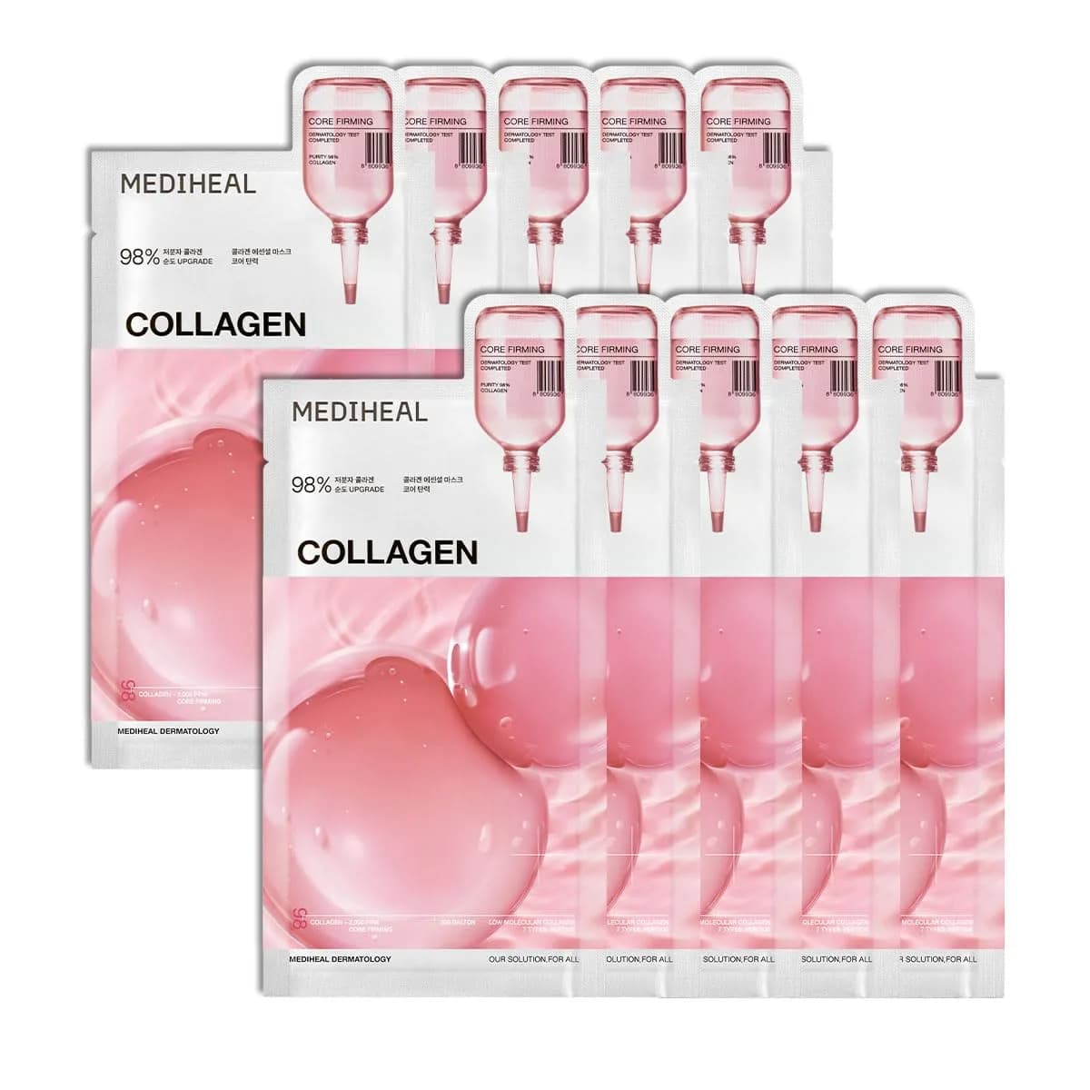MEDIHEAL Madecassoside Essential Face Sheet Mask 10 Count (240 ml) | Blemish Repair for Redness-Prone Skin — Transparent