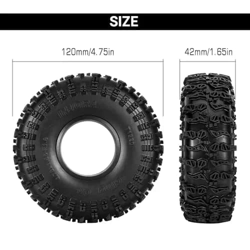 INJORA 1.9" Cling On Tires 120×42mm for 1/10 RC Crawler | Super Soft & Sticky S5 Compound thumbnail 5