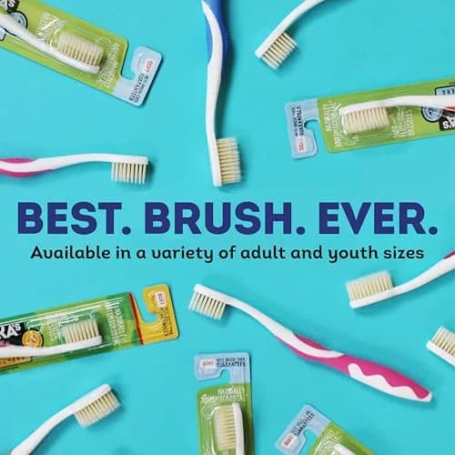MOUTHWATCHERS Soft Flossing Toothbrush Kids 2-Pack Yellow and Blue | Dual-Layered Bristles for Deep Clean thumbnail 5