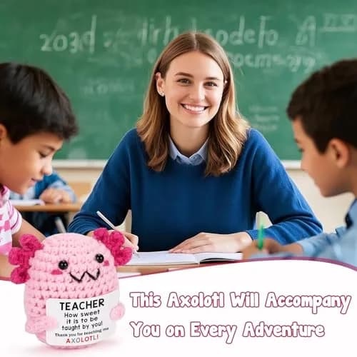 WEYON Handmade Crochet Axolotl Desk Toy | Teacher Appreciation Gift 1.5 inch (3.81 cm) thumbnail 5