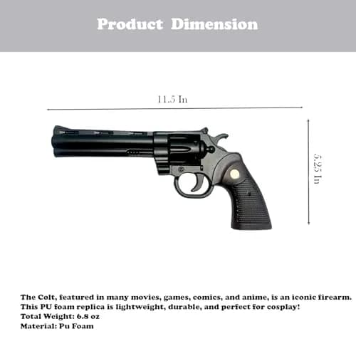 LALAPORT Colt Python Foam Replica Revolver 11.5” Black | Iconic Movie & Game Prop thumbnail 2