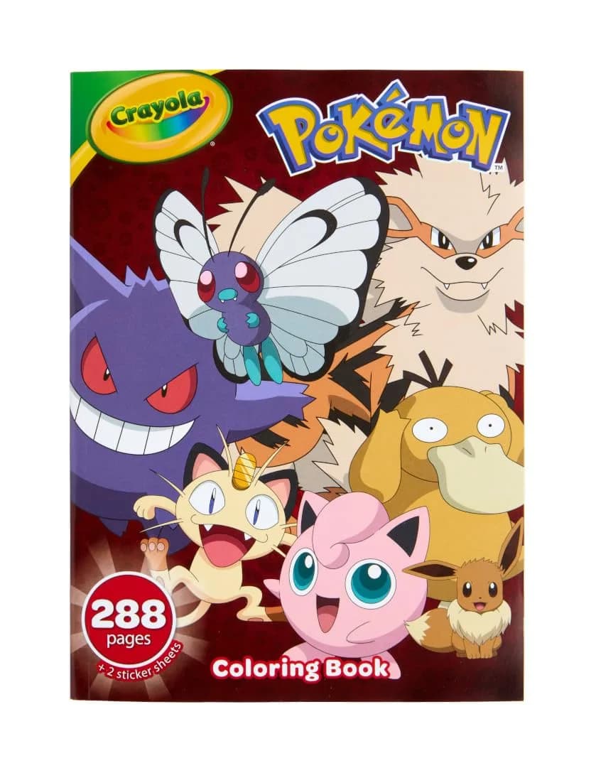 Crayola Giant Pokemon Coloring Book (288 Pages) | 2 Sticker Sheets, Travel Activity, Gift for Kids & Adults