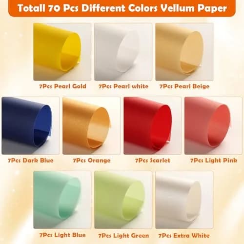 cridoz 70 Pcs Colored Vellum Translucent Paper 8.5 x 11 Inches | 100 GSM Tracing Paper for Crafts & Invitations thumbnail 5