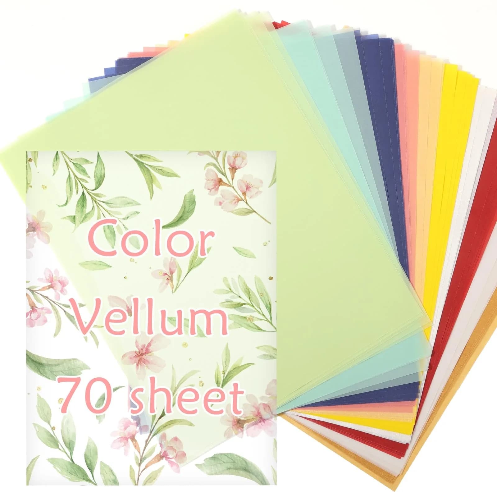 cridoz 70 Pcs Colored Vellum Translucent Paper 8.5 x 11 Inches | 100 GSM Tracing Paper for Crafts & Invitations