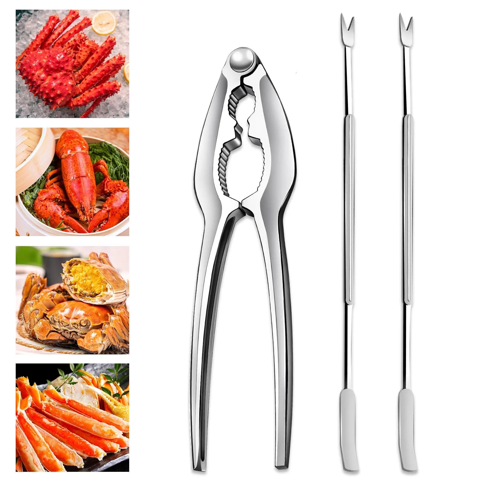 Vicsamer Lobster Crackers and Picks Set | Heavy Duty Seafood Tools for Crab & Lobster | Stainless Steel & Zinc Alloy | Silvery - main product image