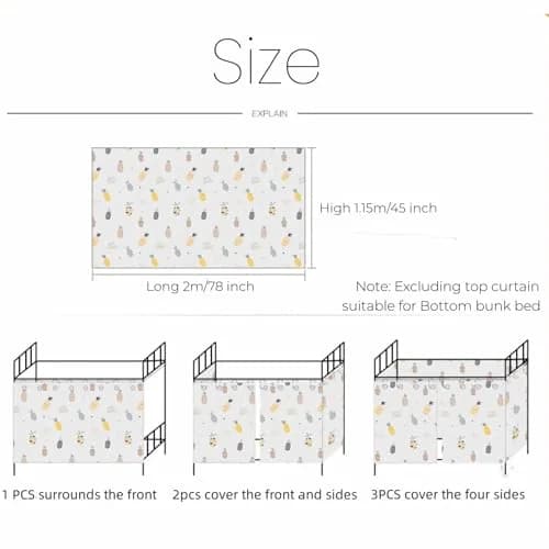 HKSICHENGKEJI Dorm Bunk Bed Curtains Canopy 1.15m (45 inch) High | Privacy & Lightproof for Dorms thumbnail 3