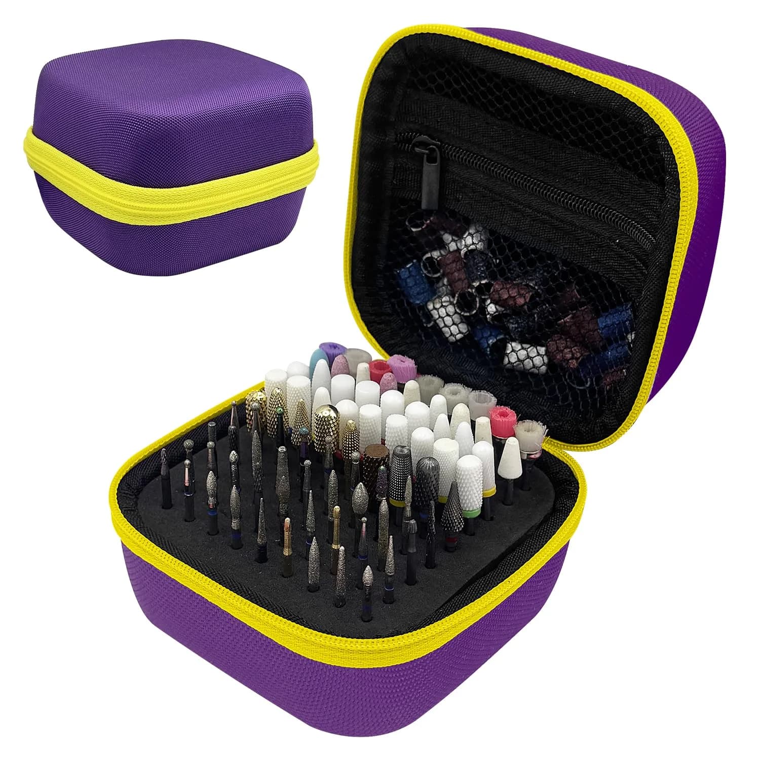 Thowapou 81 Holes Nail Drill Bit Holder Case | Dustproof Portable Organizer for 3/32" Bits