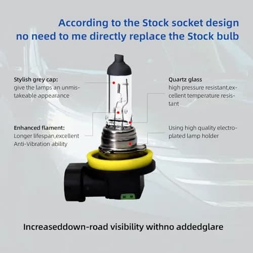 ALKOREY H11 12V55W Car Headlight | Warm White Halogen Bulb for Night Driving thumbnail 2