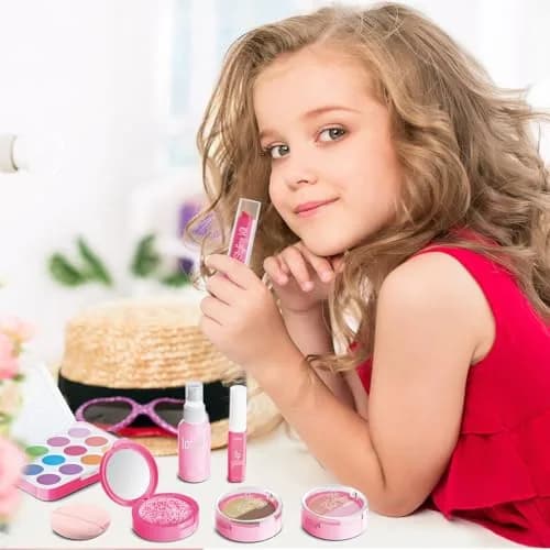 Cosaway Fake Makeup Kits for Girls 3-5 Years Old | Safe Pretend Play Toy in Pink thumbnail 7