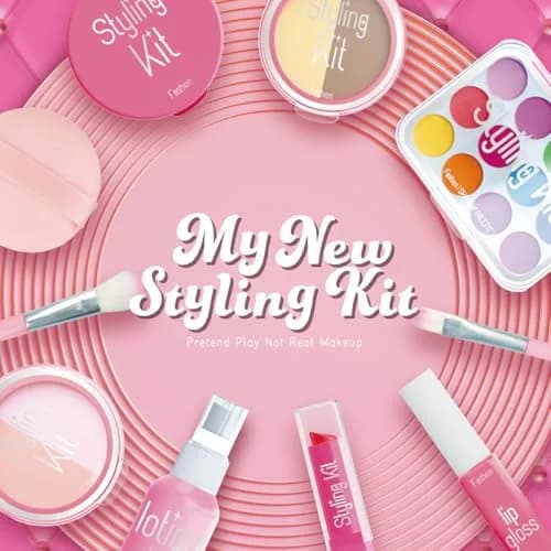 Cosaway Fake Makeup Kits for Girls 3-5 Years Old | Safe Pretend Play Toy in Pink thumbnail 2