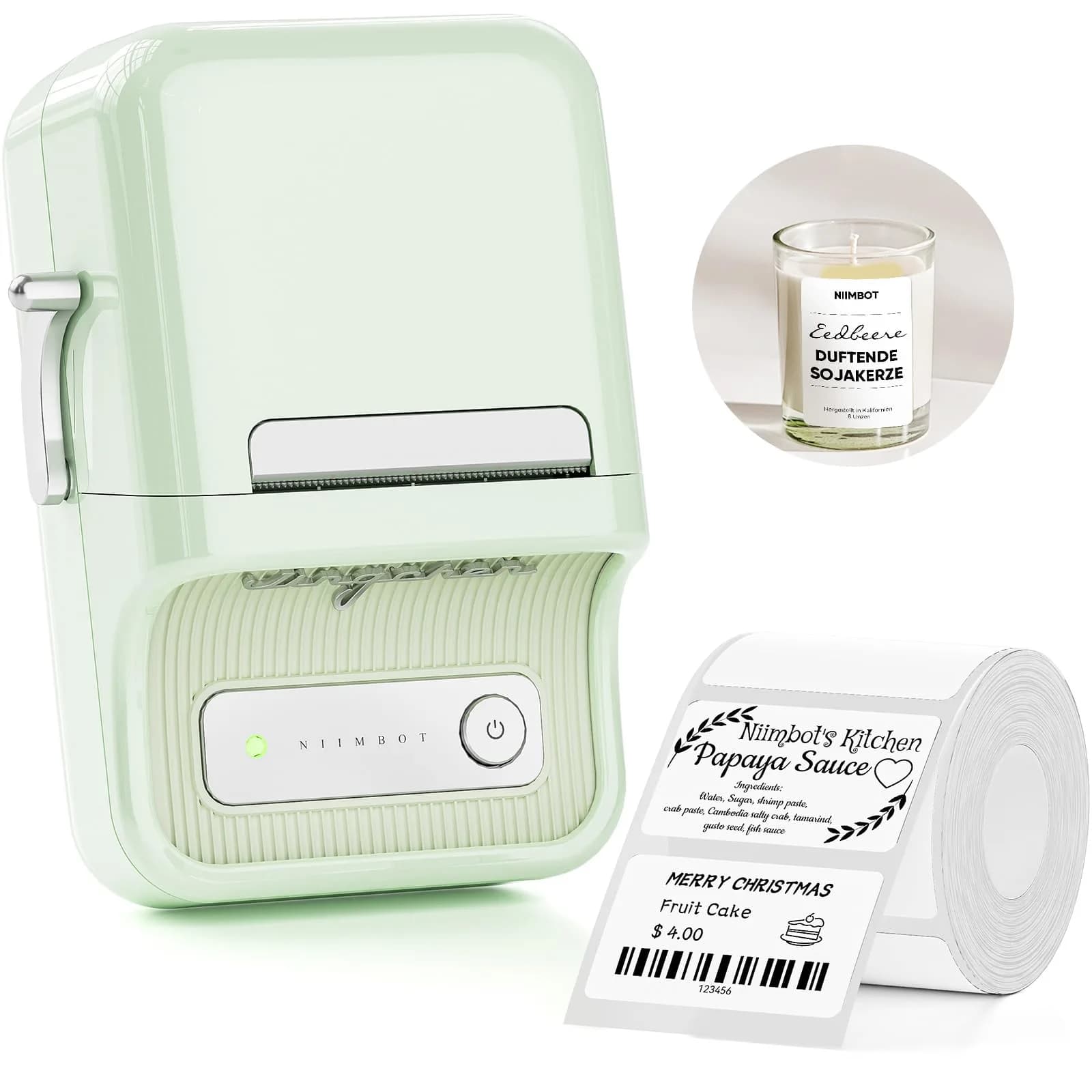 NIIMBOT B21 Label Maker Mint Green | Portable Inkless Thermal Printer 50x30mm (230 Labels)