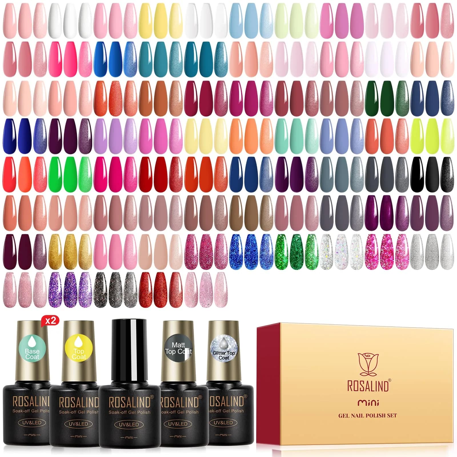 ROSALIND Gel Nail Polish Set 80 pcs | 75 Colors, UV & LED Compatible, Long Lasting, 0.25 Fl Oz Each - main product image