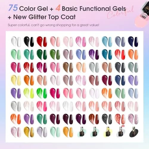 ROSALIND Gel Nail Polish Set 80 pcs | 75 Colors, UV & LED Compatible, Long Lasting, 0.25 Fl Oz Each thumbnail 2