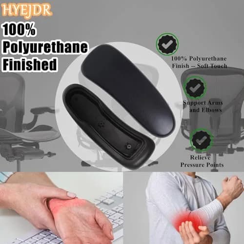 HYEJDRV Chair Armrest Replacement for Herman Miller Aeron, Graphite Black | Ergonomic & Easy Install thumbnail 5