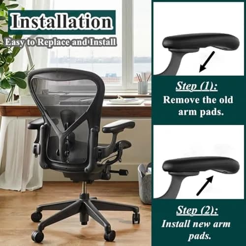 HYEJDRV Chair Armrest Replacement for Herman Miller Aeron, Graphite Black | Ergonomic & Easy Install thumbnail 6