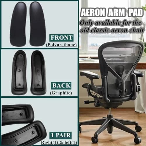 HYEJDRV Chair Armrest Replacement for Herman Miller Aeron, Graphite Black | Ergonomic & Easy Install thumbnail 3